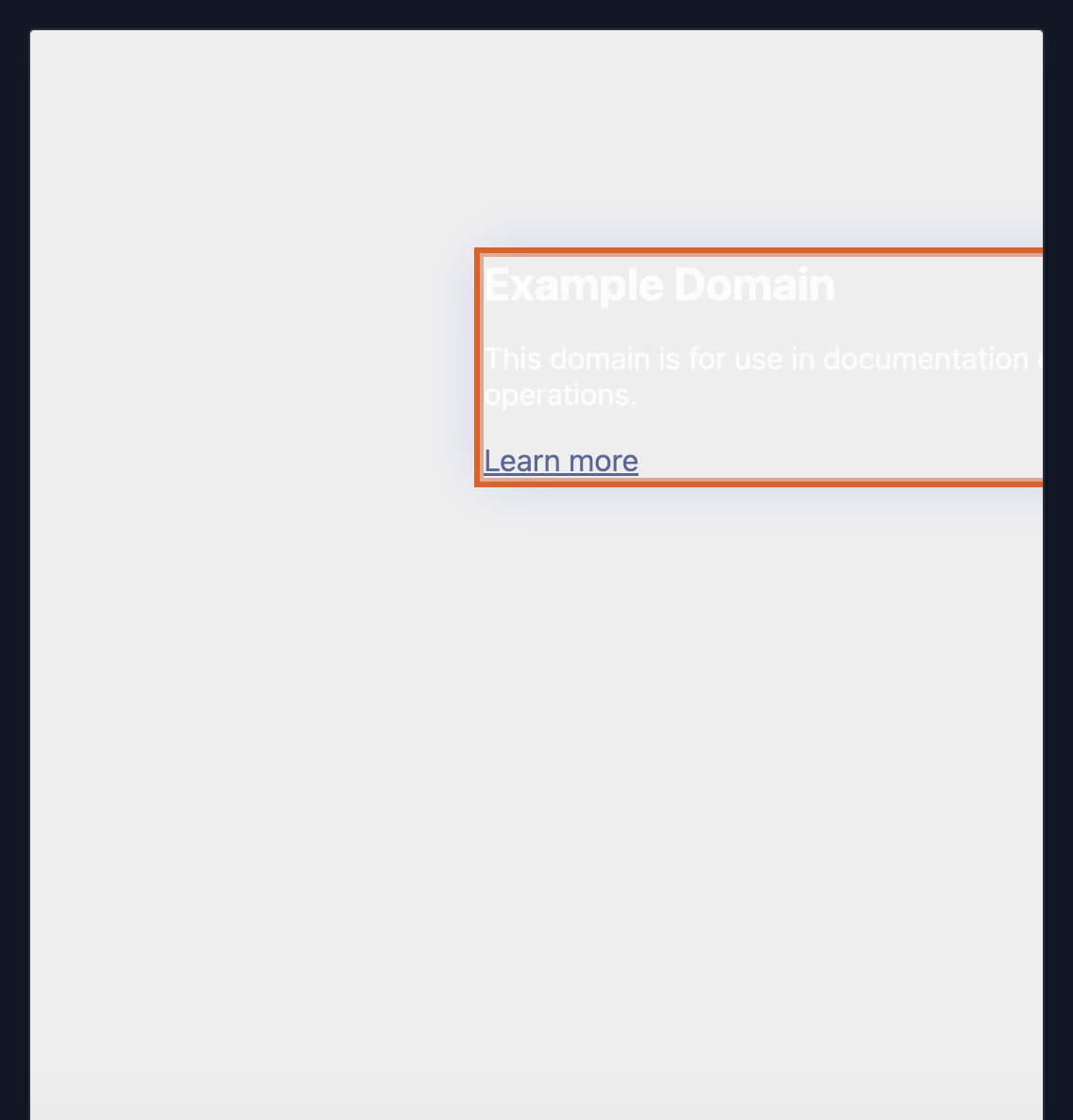 Screenshot: element selected in preview with orange outline