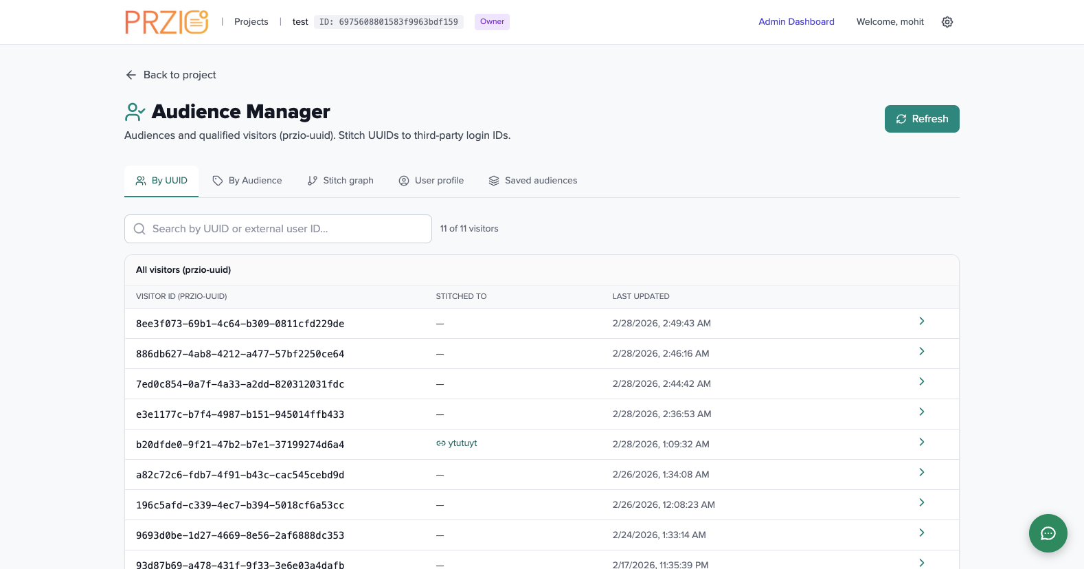 Audience manager page