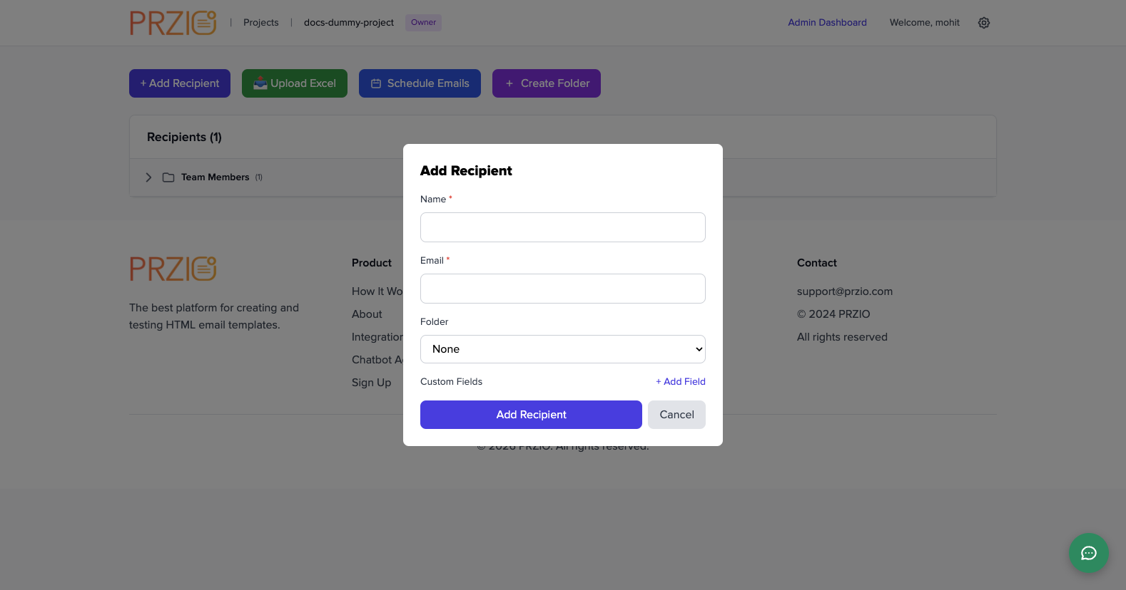 Add member form popup