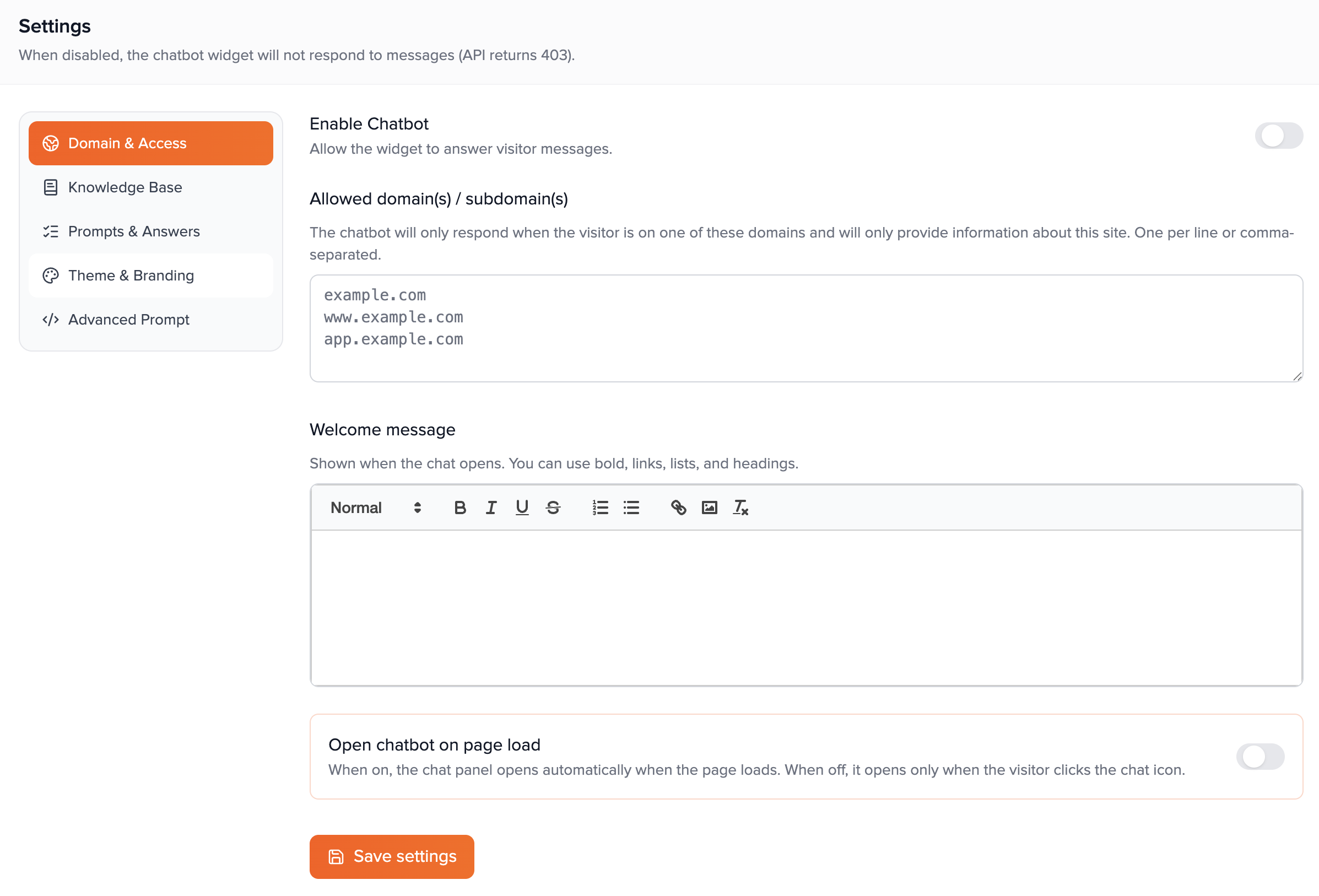 Widget on a live site