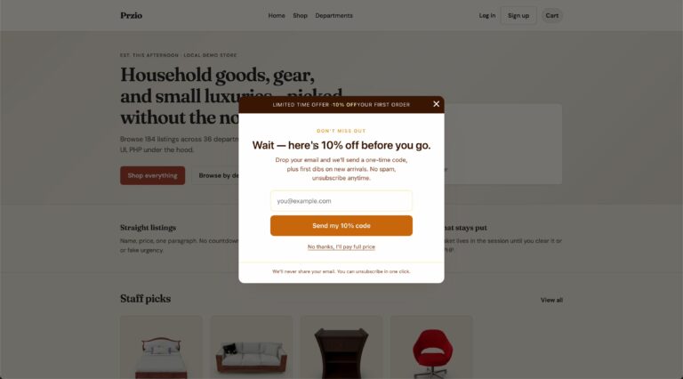 How to build an exit-intent popup for your storefront Through PRZIO